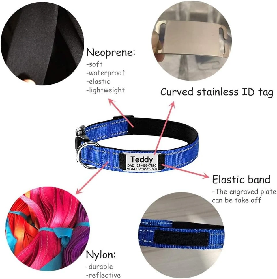 Reflective Dog Collar With Name Plate factory